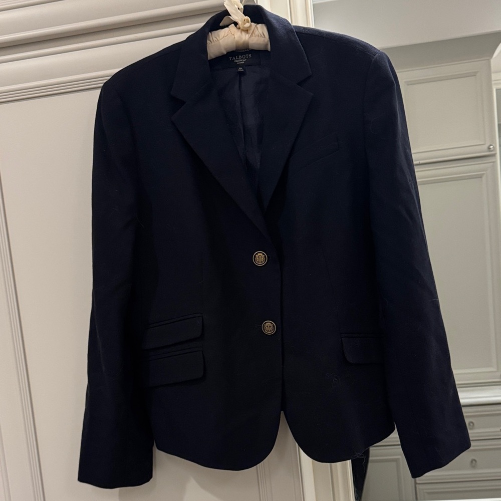 Talbots Navy Blazer with Gold Accents